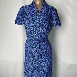 Liyan McAteer Women's Floral Button Front Midi Dress Blue Size 4 | Silk Blend wi